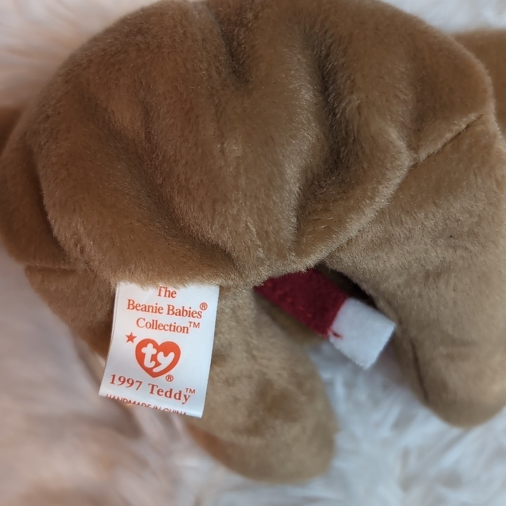 TY Beanie Babies 1997 TEDDY Bear retired vintage stuffed animal toy BD 12-25-96 - Picture 5 of 8